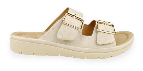 Sandalia New Walk Confort Slip On Beige