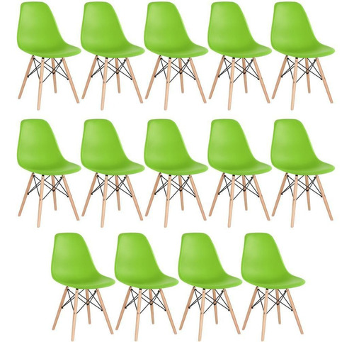 14 Cadeiras Eames Wood Cozinha Jantar Pés Palito Cores Cor da estrutura da cadeira Verde-claro