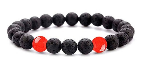 Pulsera Piedra Volcánica Cornalina Unisex + Estuche Dayoshop
