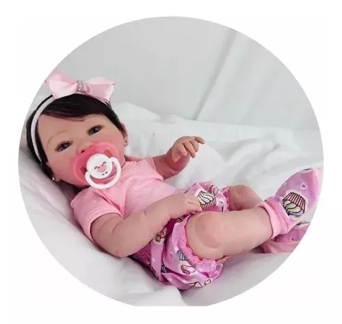 Boneca Bebê Reborn Realista Menina Silicone Pode Dar Banho - USA