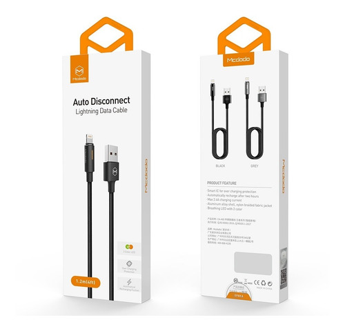 Cable Usb A Lightning Inteligente Con Luz Led Uso Rudo 1.2m