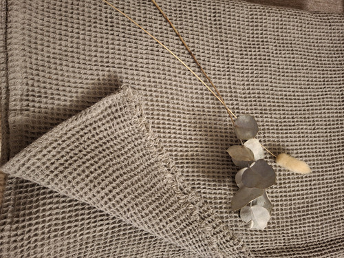 Manta Pie De Cama Nido De Abeja Waffle Gris Elefante Panal