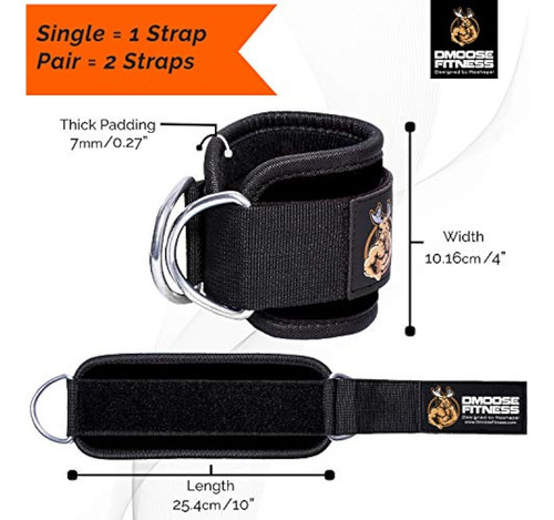 Tobillera Para Gimnasio Con Argolla Para Enganche Negro Negro