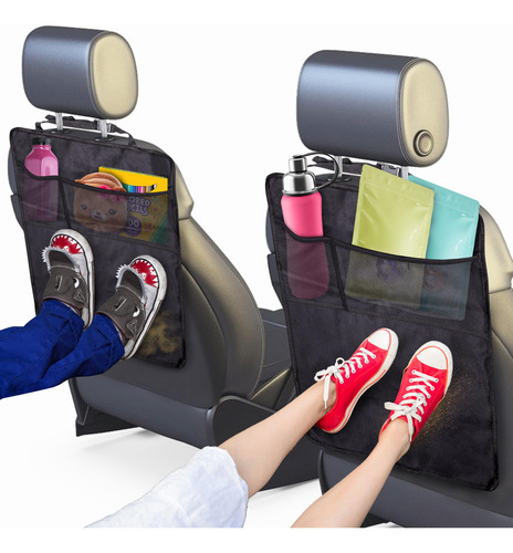 Econour Kick Mats 2 Unidades Protector De Asiento Trasero Nombre Del Diseño Negro