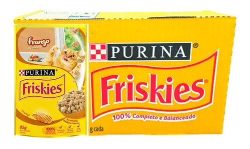 Caixa 15 Sachê Friskies Gatos Adultos Frango 85g 