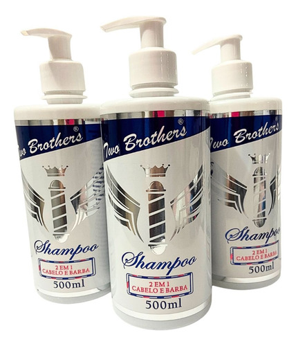 3 Shampoo 2 Em 1 Two Brothers Cabelo E Barba 500ml For Men
