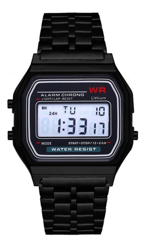 Reloj Estilo Retro A168 Unisex Digital Correa Metal