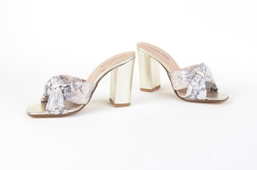 Imagen 6 de 10 de Zuecos Sandalias Taco Alto De Mujer De Cuero Knot - Ferraro