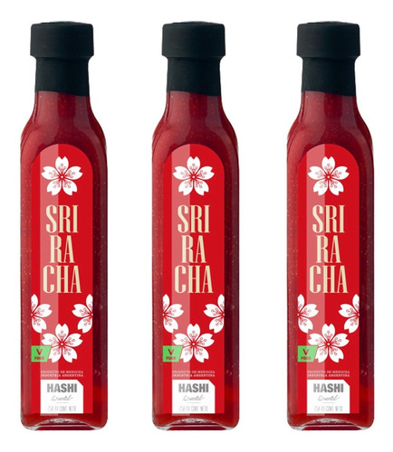 Combo X3 Salsa Sriracha Hashi 250ml Apto Vegano