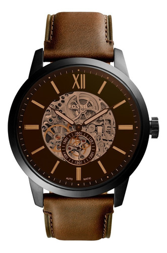 Pulseira de relógio masculina mecânica Fossil Townsman, cor marrom