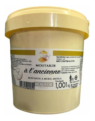 Mostarda Francesa Beaufor Ancienne Balde 1,001kg