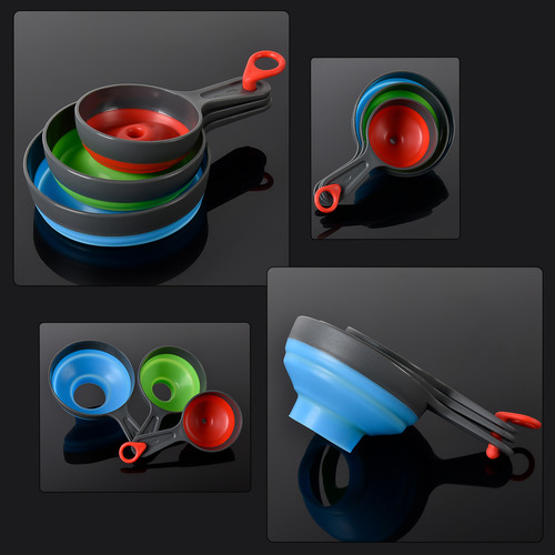 Set De Embudos De Cocina Plegables De Silicona Para Boca Anc