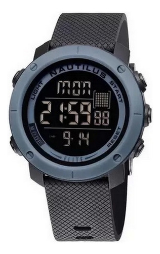 Relógio De Pulso Nautilus N002p Com Corpo Preto,  Digital, Para Masculino, Com Correia De Silicone Cor Preto E Azul E Fivela Simples