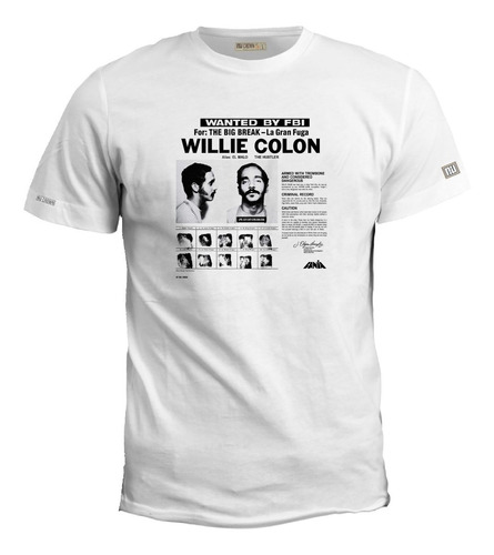 Camiseta Estampada Willie Colon Wanted By Fbi Salsa Irk