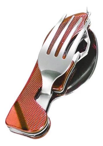 Set Cubiertos Camping Multiuso 6 En 1 Set Camping Portatil
