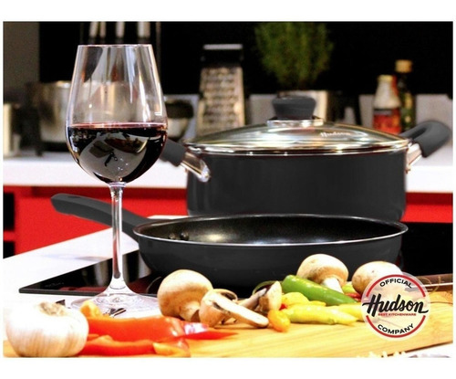 Cacerola Olla Teflon Antiadherente 24 Cm Hudson Tapa Vidrio