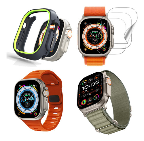 2 Correas Y Funda Film Protectora Para Apple Watch Ultra