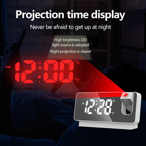 Despertador Con Proyección Reloj Con Proyector 180 Para Dorm