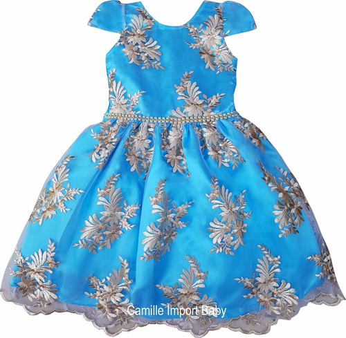 Vestido Infantil Princesa Realeza Azul E Dourado E Tiara | Parcelamento sem juros Vestido Infantil Princesa Realeza Azul E Dourado E Tiara | Parcelamento sem juros
