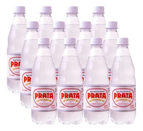 Água Mineral Alcalina Prata Com Gás Pet 510ml (12 Unidades)