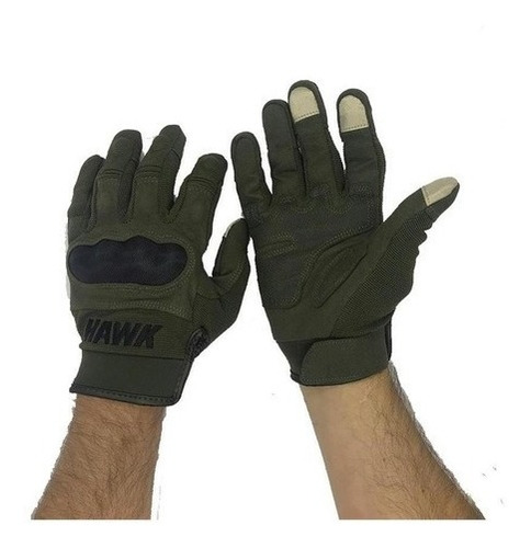 Guante Moto Hawk Army Verde T. Xl Proteccion Touch Pb