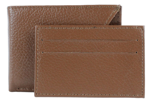 Cartera Hombre Tarjetero Horizontal Piel 100% Papá Color Miel