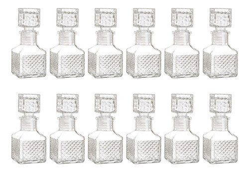 Set 12 Nano Licoreras Botella Rodas Vidrio Cristal 65ml