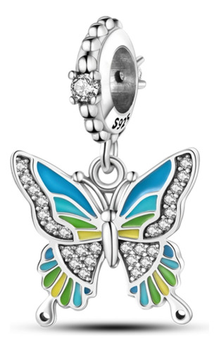 Charm Pandor Mariposa Primavera Azul-amarillo Plata Ley 925