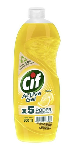 Cif Active Gel Detergente Lavavajilla Limón 500ml