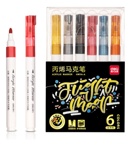 3 Cajas De Marcadores Deli Acrilicos Glitter X6 Hm114