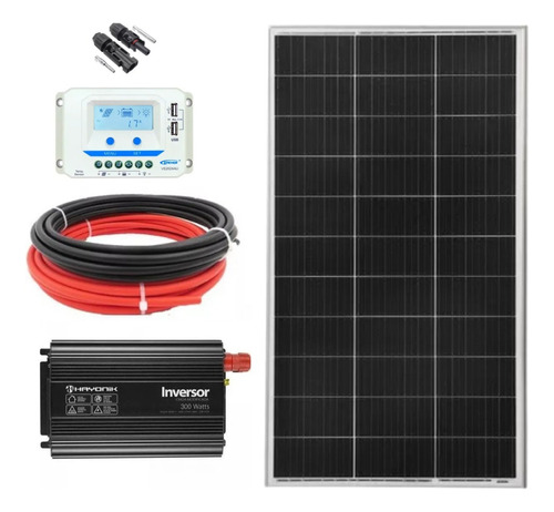Kit De Energia Solar Painel Solar 160w Inversor 220v Cabo 5m