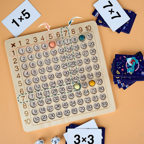 Juego De Mesa De Multiplicación Montessori De Madera Para Ni