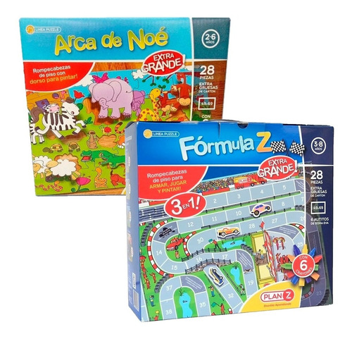 Imagen 1 de 10 de Set 2 Rompecabezas Piso Puzzle Infantil Formula Z Arca Noe