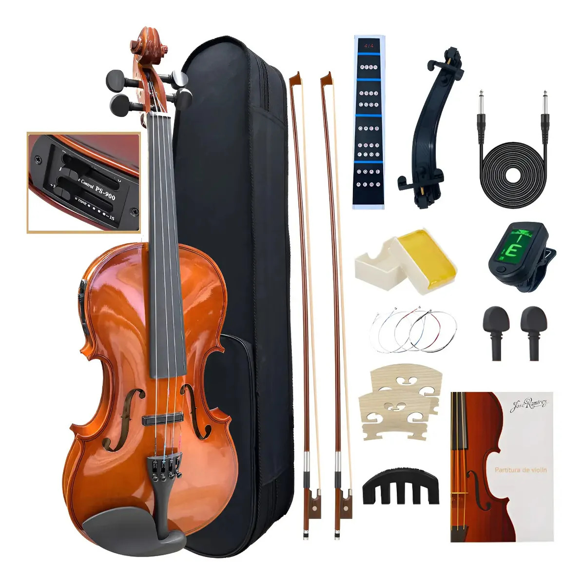 Violín 4/4 Eléctrico Profesional Acustico Electroacustico