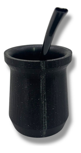Mate 3d + Bombilla Faceteado Liso Colores Color Negro Glitter
