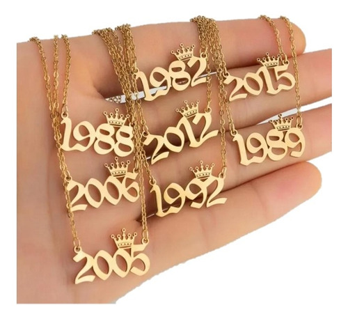 Collar Cadena Acero Mujer Dije Año Nacimiento 1982