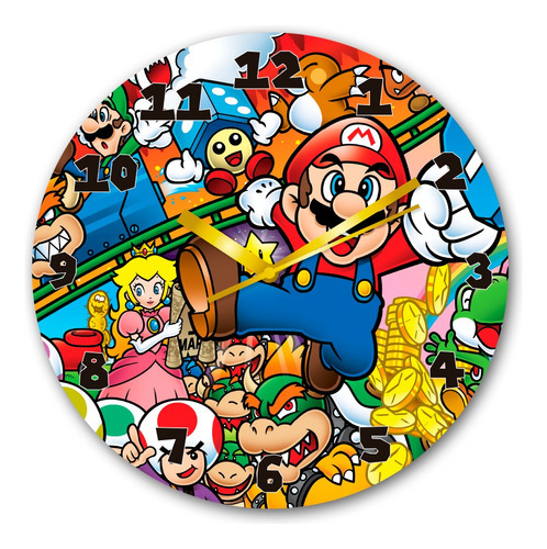 Super Mario Bros Reloj De Pared Circular Deco 30cm