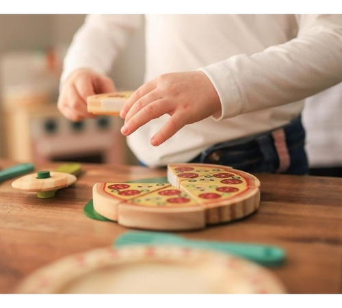 Kit Pizza Com Acessórios, Da Newart - Brinquedo De Madeira