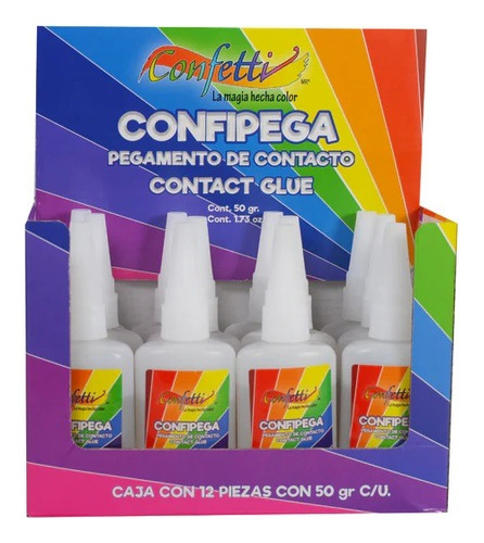 12 Pzas Pegamento De Contacto Confipega 50gr