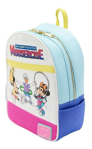 Imagen 3 de 4 de Mochila mini backpack Loungefly Disney Mousercise color blanco
