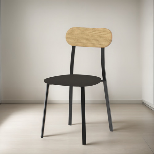 4 Sillas Negras Modernas De Caño Con Asiento Tapizado Antidesgarro Negro Negro