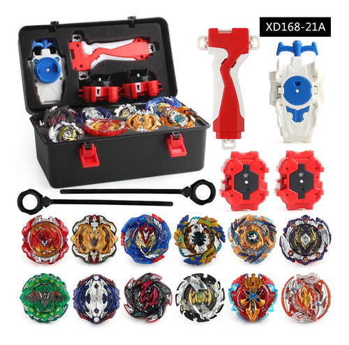 Kit De Lanzador Y 12 Trompos Beyblade Con Estuche