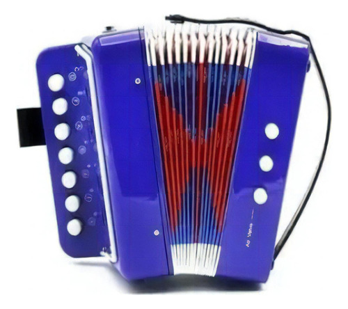 Miniacordeón infantil de 7 botones y 3 bajos, color acordeón azul