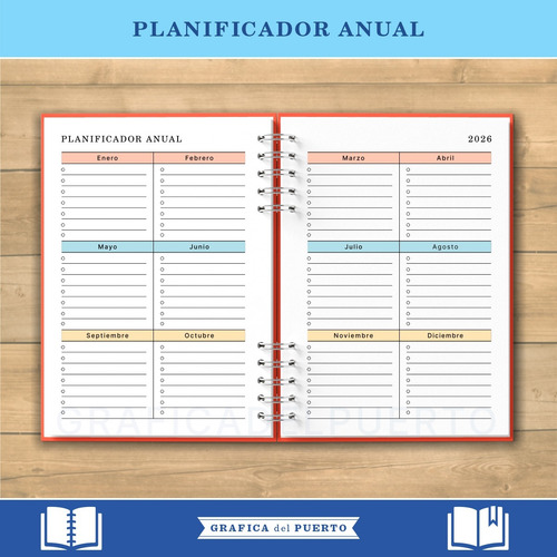 Agenda Imprimible 2026 - 2 Días X Página Color - Pdf A5 A4