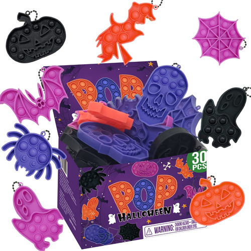 Paquete De 30 Juguetes Sensoriales De Halloween Con Llavero,