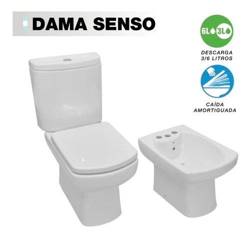 Inodoro Largo Mochila Apoyo Descarga Dual Bidet Roca Dama