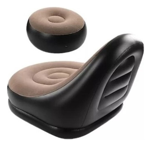 Sofá Descanso Inflável + Apoio De Pernas, 100kg, Vinil E Pvc Cor Preto