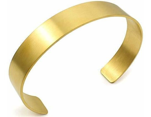 Pulsera Brazalete Simple Couya Chapado En Oro De Acero Inoxi