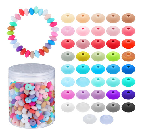 Remuuly 500 Pcs Silicona Cuentas De Lentejas De 12 Mm Beads