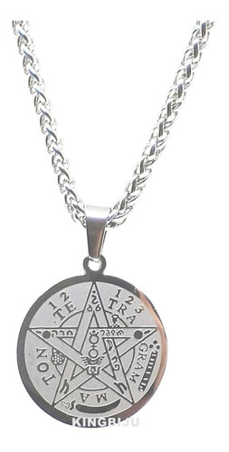 Pingente Tetragramaton + Corrente 70 Cm Ocultismo Kabala Aço